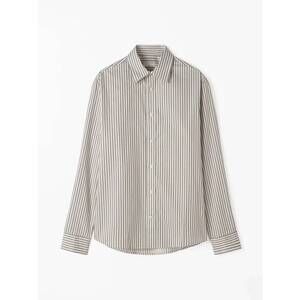 NEW TIGER OF SWEDEN men's lowan long sleeve striped shirt in winter white